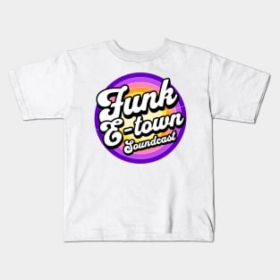 FUNK E-TOWN SOUNDCAST  - Staged Gradient Logo (purple/gold) Kids T-Shirt